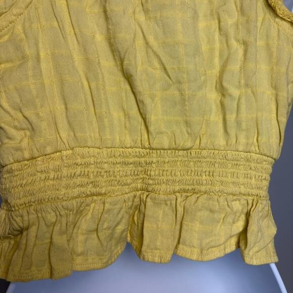 Aeropostale Cottagecore Romantic Buttery Yellow Off the Shoulder Crop Top Sz S - Picture 3 of 5